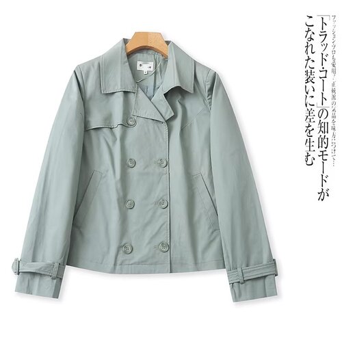 C3463外贸欧美女士外套春季新款翻领双排扣宽松大码胖MM休闲上衣