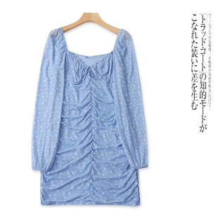 显瘦碎花包臀短裙 一字领修身 C5158外贸欧美女士连衣裙春季 新款