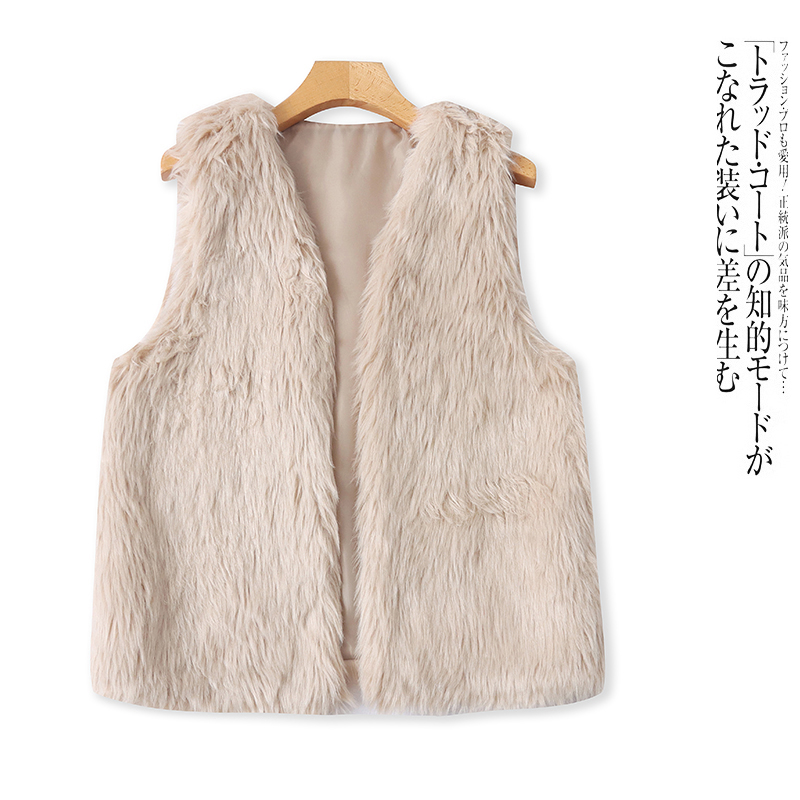 A4552外贸日单时尚潮流长毛绒马甲冬季新款V领女装加厚坎肩马夹