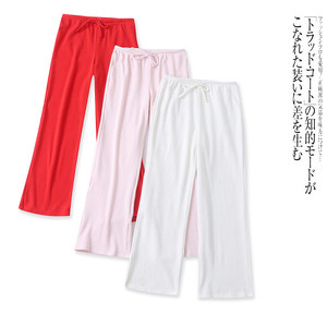 S5630外贸欧美单女士休闲裤新款松紧腰系带宽松直筒长裤针织裤