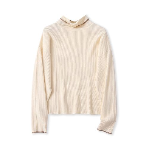 GG9537外贸日单女士毛衣冬季新款高领拼色宽松大码胖MM打底针织衫