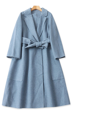 C1100时尚女士毛呢大衣冬季新款翻领收腰气质通勤风长款呢大衣