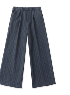 D2025外贸日单女装条纹休闲直筒裤新款松紧腰宽松显瘦高腰阔腿裤