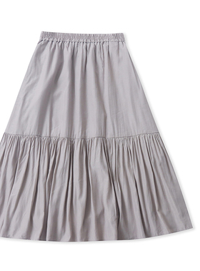 J0003外贸日单女士半身裙春季新款松紧腰时尚A字裙淑女风中长裙