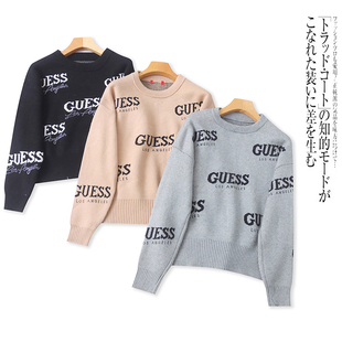 BB4586外贸欧美单女生毛衣冬季新款圆领套头字母印花宽松针织衫