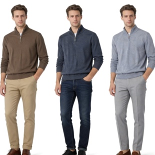 E5337外贸欧美单男士立领半拉链针织衫新款套头纯色宽松百搭毛衣