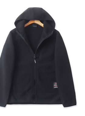 F5280外贸欧美单男士双面绒外套冬季新款连帽宽松加绒摇粒绒卫衣