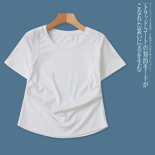 V3159外贸欧美单女生短袖T恤夏季新款圆领套头弹力修身宽松上衣