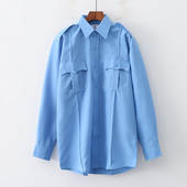 男士 长袖 衬衫 外贸日单大码 新款 翻领纽扣宽松大号保安执勤衬衣