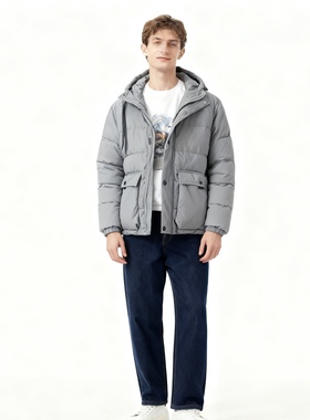 P1451外贸欧美单男士休闲棉服冬季新款连帽宽松百搭时尚棉衣