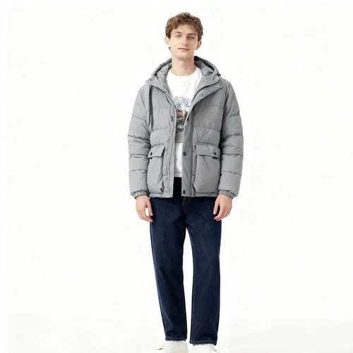 P1451外贸欧美单男士休闲棉服冬季新款连帽宽松百搭时尚棉衣