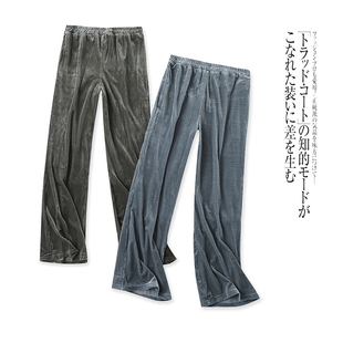 微喇裤 外贸日单女士休闲裤 松紧腰金丝绒宽松垂感阔腿裤 新款 秋季