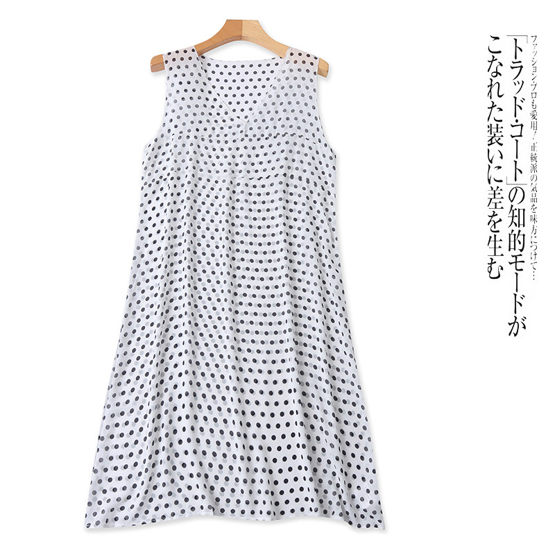 U6320外贸欧美单女士雪纺连衣裙春夏新款V领无袖波点印花中长裙