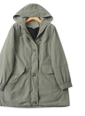 P4502外贸欧美女装外套新款连帽宽松脱卸内胆休闲中长款加厚上衣