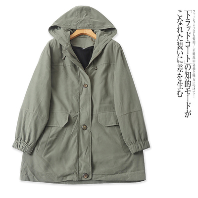 P4502外贸欧美女装外套新款连帽宽松脱卸内胆休闲中长款加厚上衣