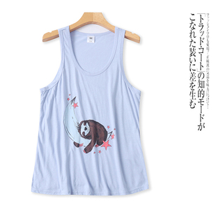 O5263外贸欧美单女生家居服背心新款圆领无袖卡通印花宽松上衣