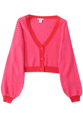 CC4295外贸欧美单女士针织开衫秋冬季新款V领单排扣拼色短款毛衣