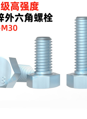 金固盈大包装8.8级高强度蓝白锌外六角螺栓全牙六角头螺丝GB5783