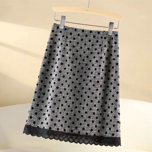 法式毛呢半身裙女2025超好看包臀裙子秋冬灰色短裙 a字小香风半裙