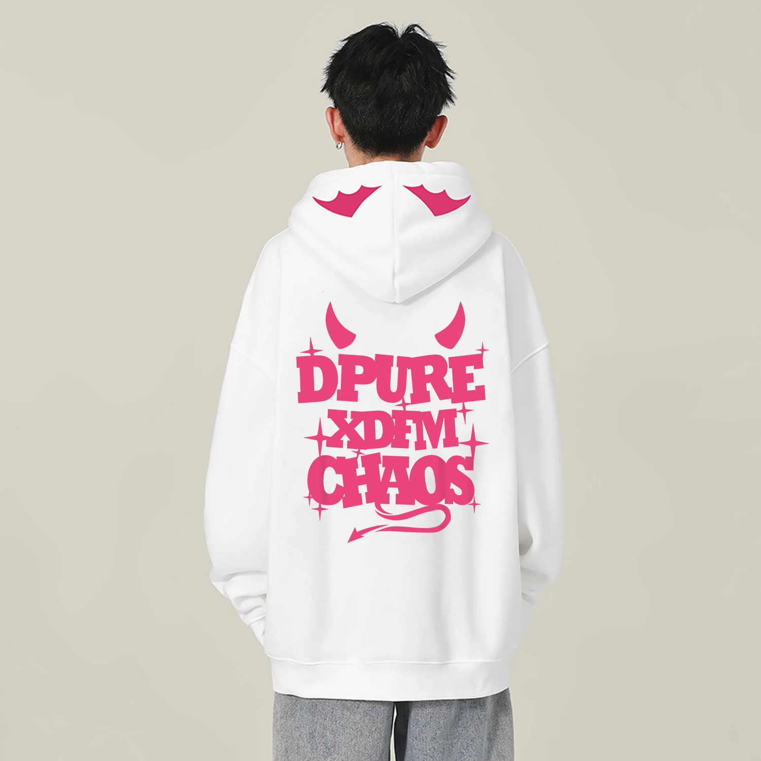 XDFM混沌恶魔字母加厚连帽卫衣