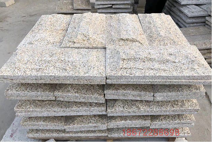 蘑菇石外墙瓷砖黄金麻芝麻白户外庭院文化石外墙砖别墅装饰花岗岩