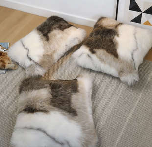 仿驯鹿皮毛抱枕沙发靠垫椅子加厚毛毛枕沙发客厅沙发靠枕拍照
