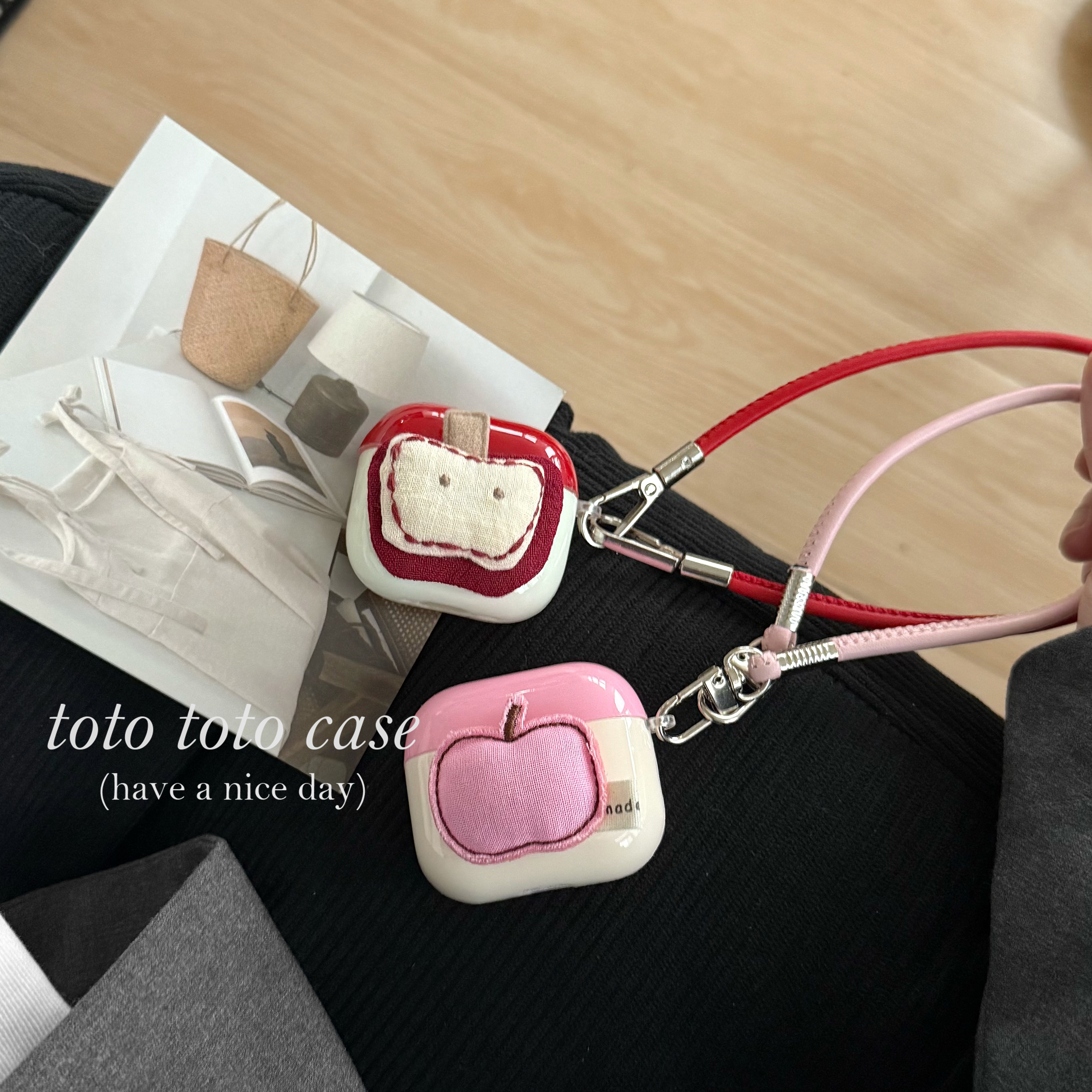 立体编织桃子苹果Airpods4耳机套