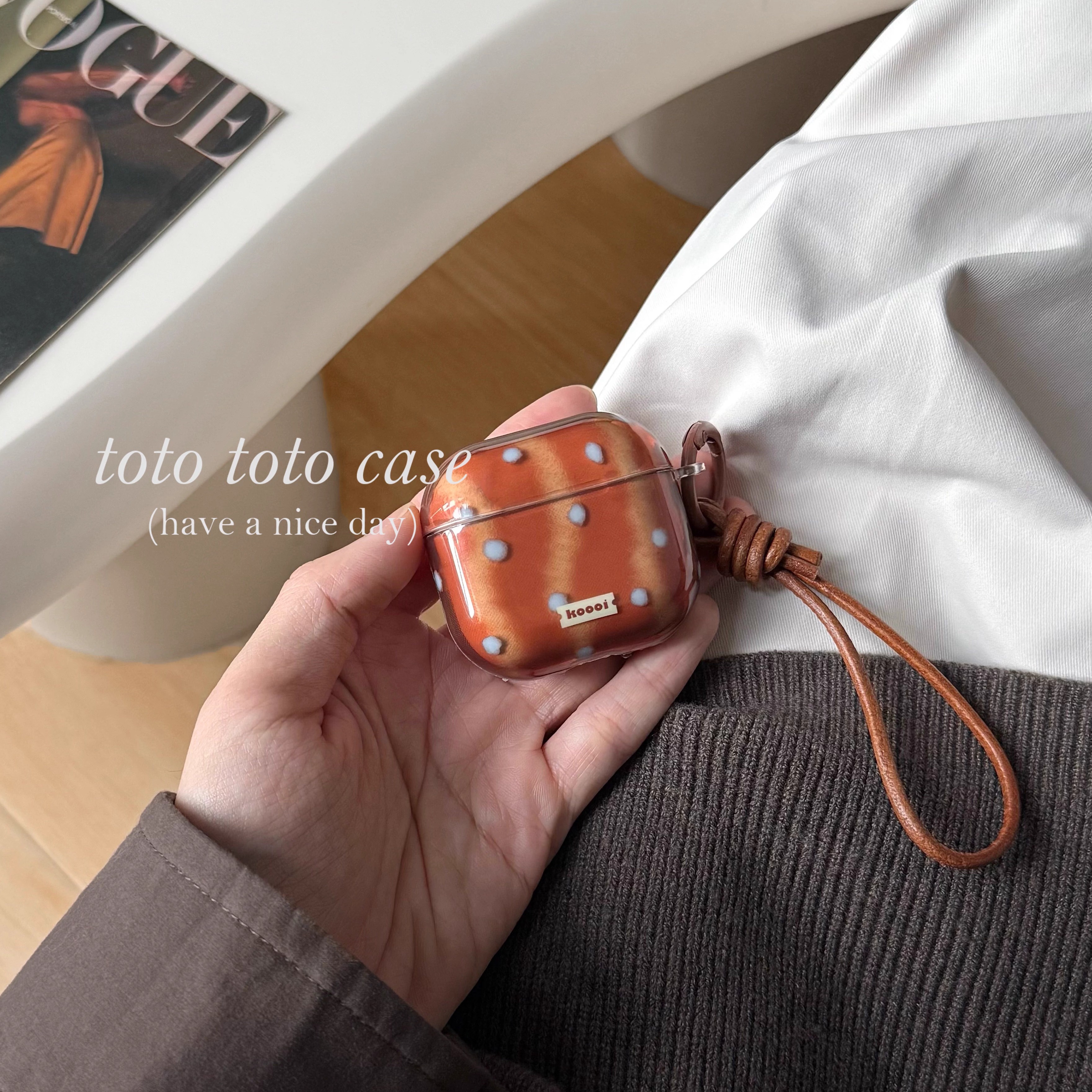 棕色晕染波点Airpodspro3耳机套