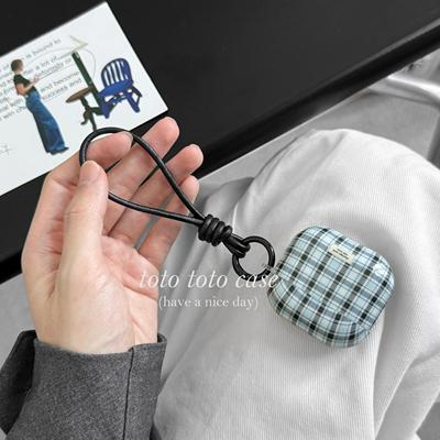 ins浅蓝色格纹airpods4代耳机套