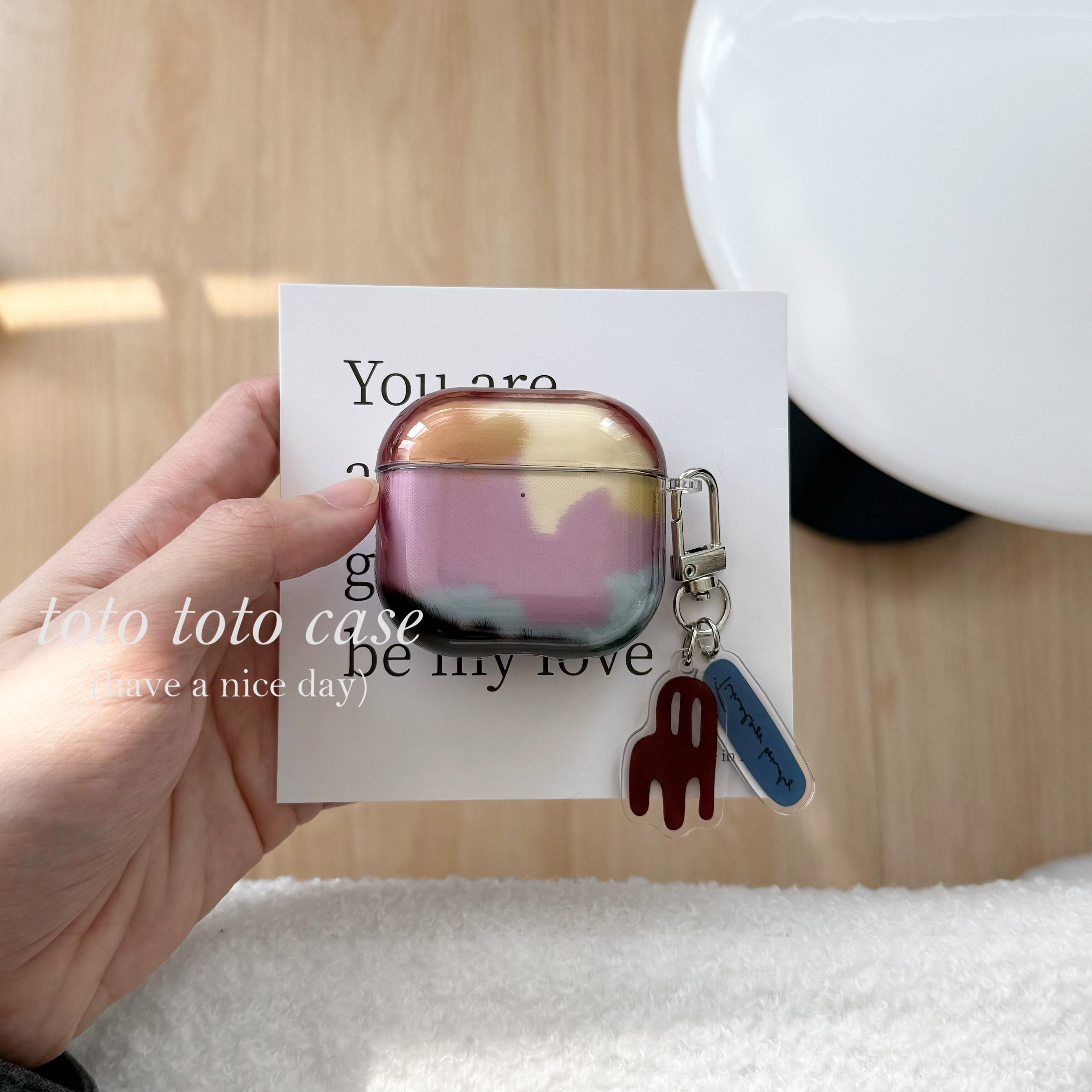 彩色块晕染半透AirPods4代耳机套