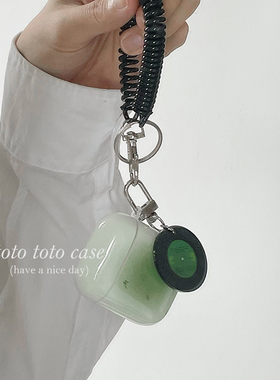 简约ins个性CD绿色唱片挂件适用AirPods pro2耳机套AirPOds3代保护套AirPods1/2软苹果AirPods4保护套