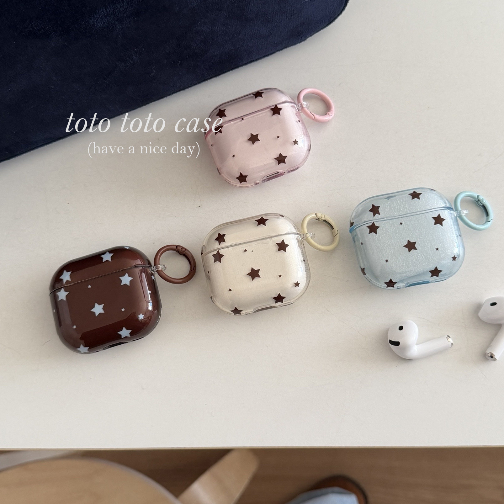 小众ins复古透色星星AirPpods4代耳机套新款适用苹果3代AirPods2防摔保护套挂件Airpodspro3耳机壳pro2纯色壳,3C数码配件,耳机保护套,淘宝优惠券,粉丝福利购,淘宝优惠卷