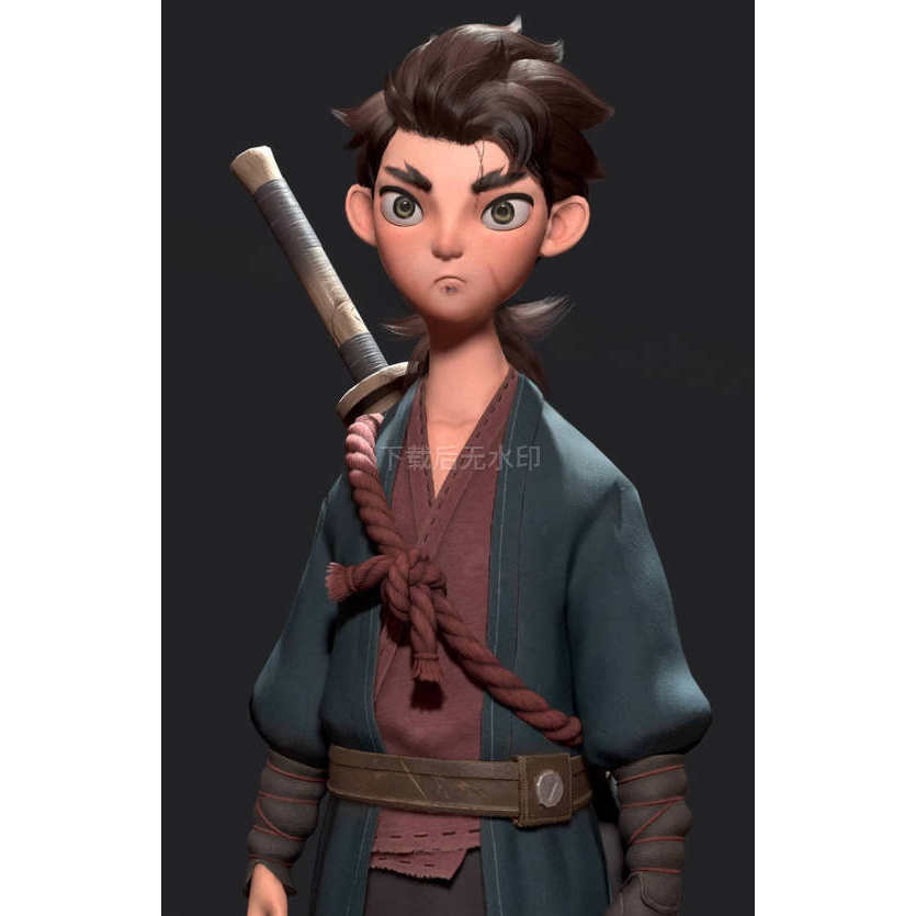 maya表情绑定卡通男孩古代武侠风古装少年男人模型4k贴图fbx骨骼图片