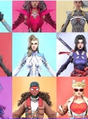 漫威争锋(Marvel Rivals)14位女英雄角色包Blender模型带骨骼绑定