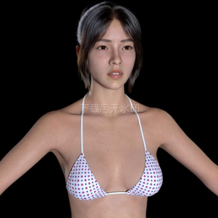 maya写实全身亚洲女孩五官皮肤头发头部角色3D模型zb人物雕刻模型