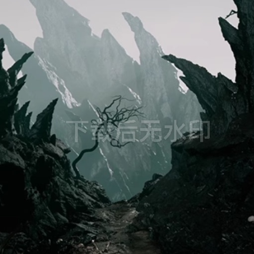 UE5虚幻 魔幻黑暗风格模块化 幻想亡灵之地 奇异岩石场景