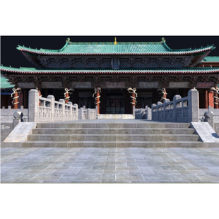 3dmax山西晋祠中心殿晋祠圣母殿铜人台古建筑院落3D模型历史建筑