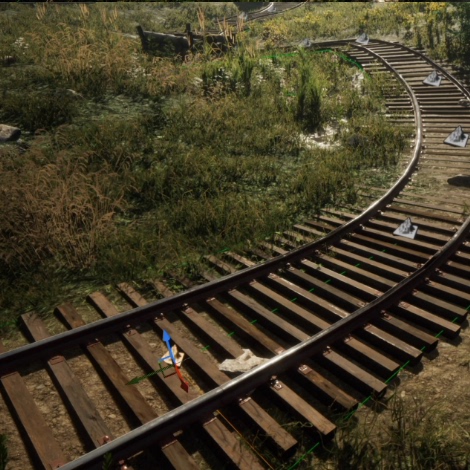UE4虚幻5引擎可编辑火车轨道铁路铁轨道具模型工程源文件3A级环境