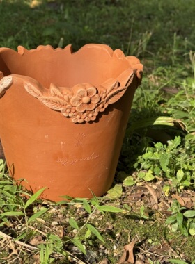 陶语花田·手工款红陶裁边陶土花盆·阳台花园庭院花卉花器