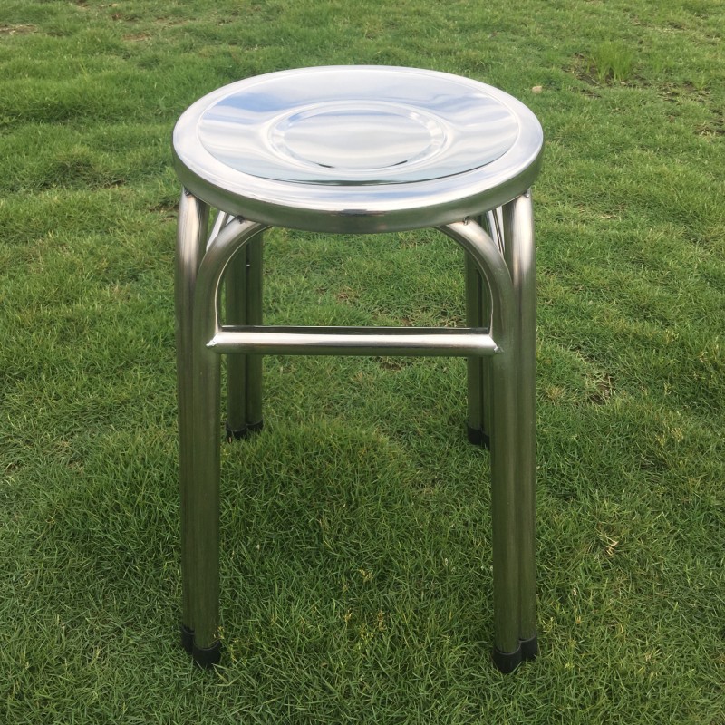 不锈钢凳子圆凳加厚加固圆凳家用餐凳客厅坐凳工厂金属加横杠凳u.