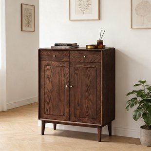 工厂直销美国红橡木二门鞋 柜 柜全实木三门北欧风客厅对开门鞋