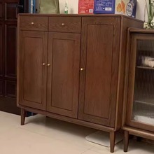 工厂直销美国全红橡木三门鞋柜纯实木二门北欧风客厅对开门