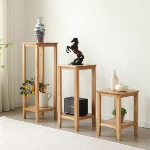 红橡木实木新中式花架客厅整体式花几阳台置物摆放室内茶室花盆架