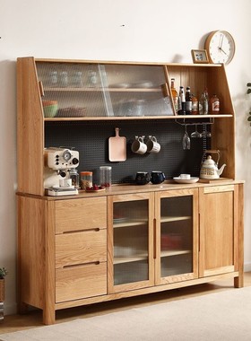 鹿特丹餐边柜上下台矮上架红橡木高上架全实木餐边柜厨房储物