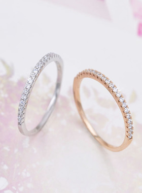 纯银玫瑰金日韩风水钻指环尾戒