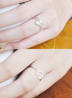 纯银时尚风磨砂开口学生关节尾戒