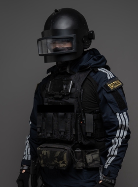 [TRN]BAC黑灰工业 强袭警蓝反光条教官服  三杆条纹战术套服