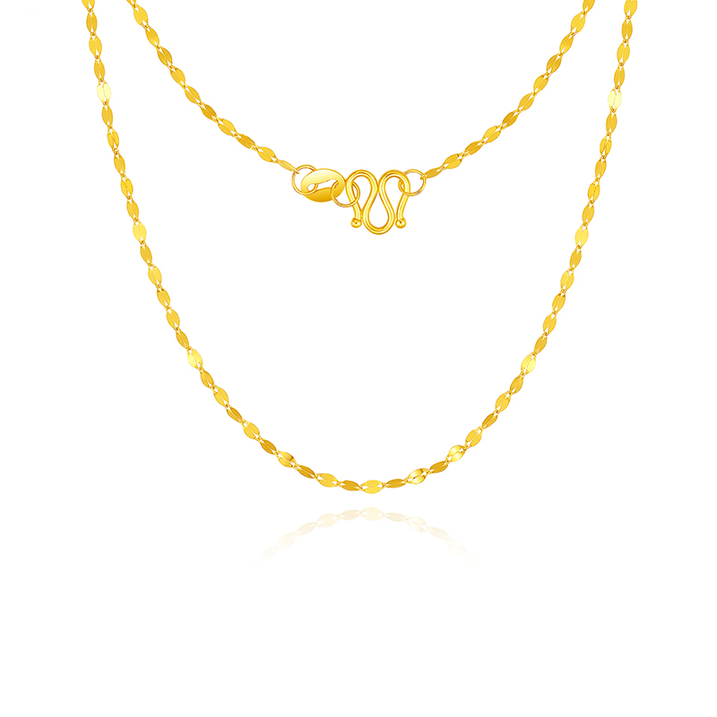 黄金项链女999足金嘴唇链24K纯金素链颈链年轻款送老婆礼物礼品