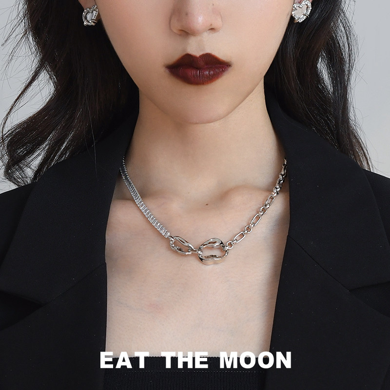 不规则环扣高级感冷淡风轻奢小众Y2K锆石拼接项链甜酷辣妹锁骨链