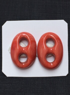 七宝珊瑚：可爱圈圈，整料雕刻，重2.42克